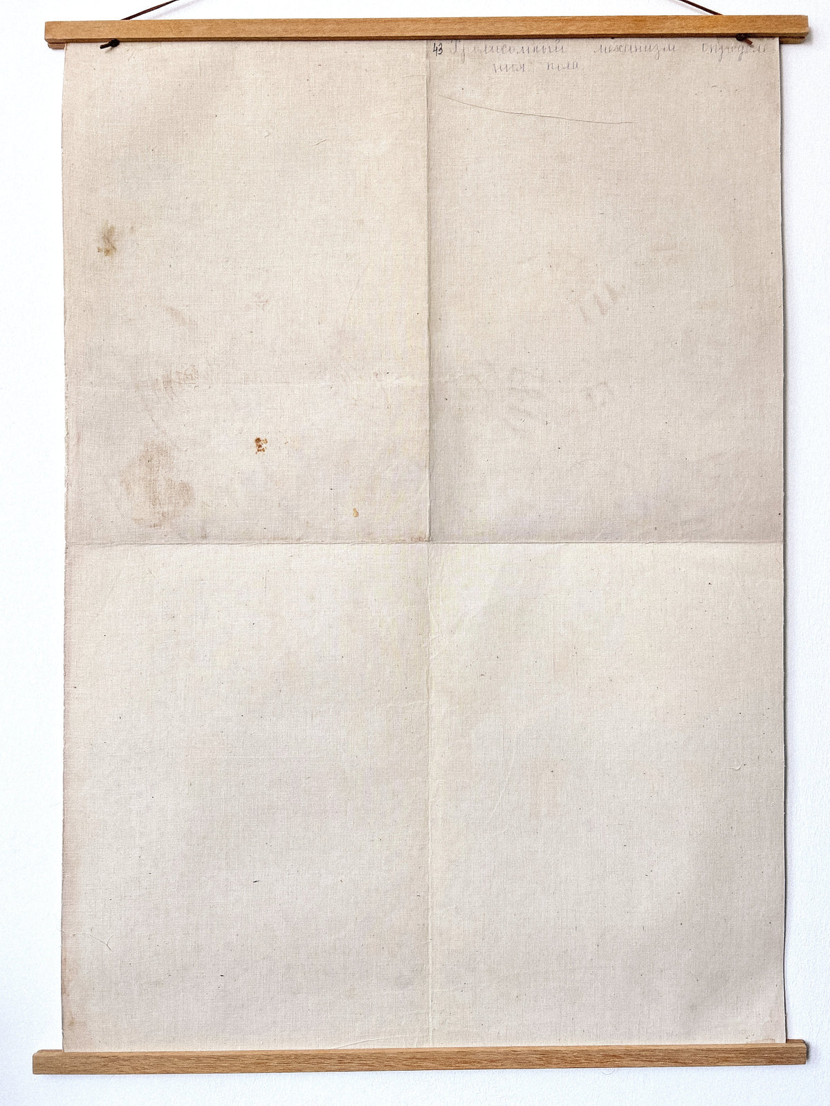 Reverse side of a large original Soviet vintage biology school chart "CHROMOSOMAL MECHANISM OF SEX DETERMINATION" printed in 1968 in the USSR on paper with linen backing.