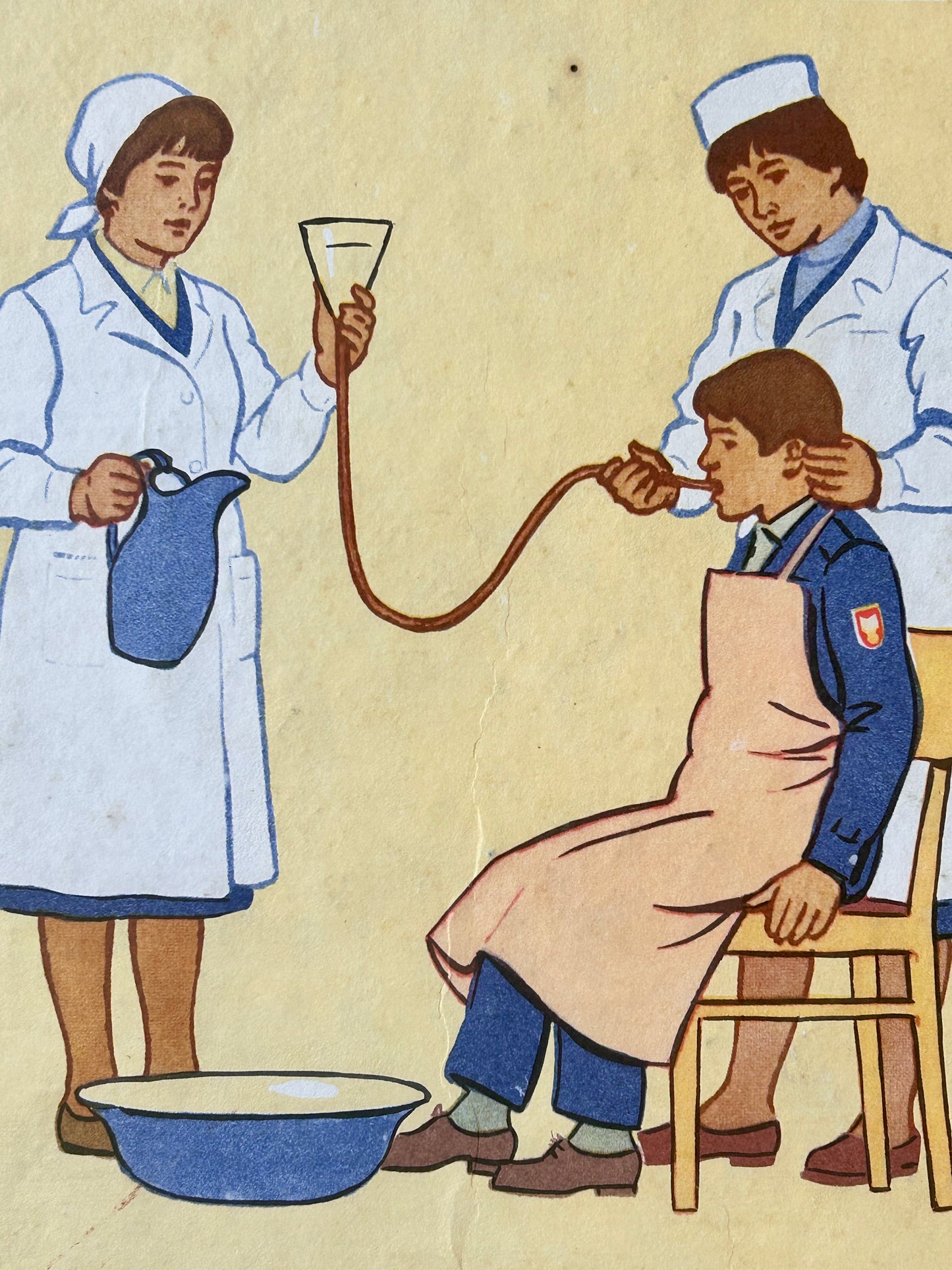 Original Soviet First Aid & Radiation Safety Double-Sided Poster – 1980s Vintage USSR Civil Defence School Chart